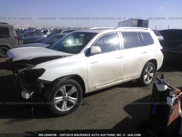 5TDDK3EH9AS023836 - 2010 TOYOTA HIGHLANDER LIMITED WHITE photo 2