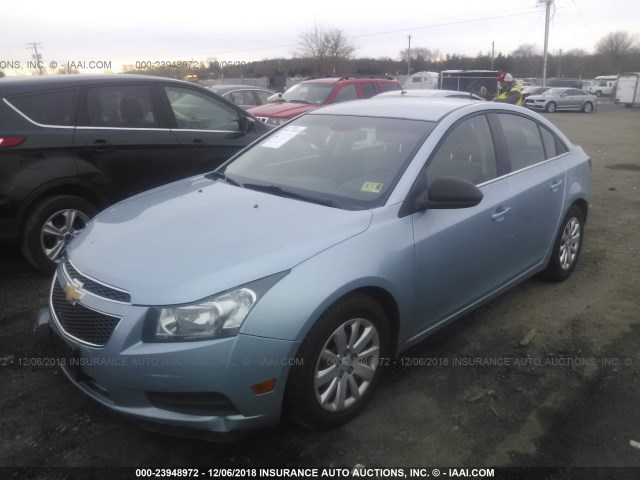 1G1PC5SH6B7290883 - 2011 CHEVROLET CRUZE LS BLUE photo 2