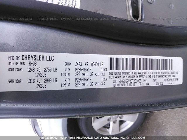 3D4GG57V09T231069 - 2009 DODGE JOURNEY SXT GRAY photo 9