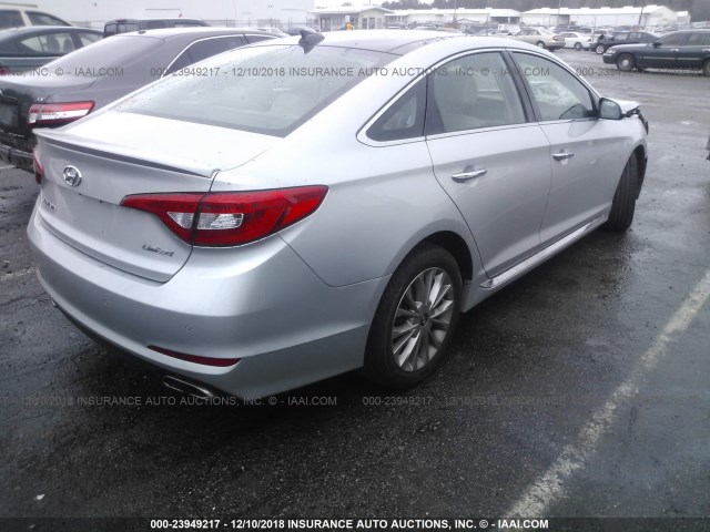 5NPE34AF9FH077856 - 2015 HYUNDAI SONATA SPORT/LIMITED SILVER photo 4