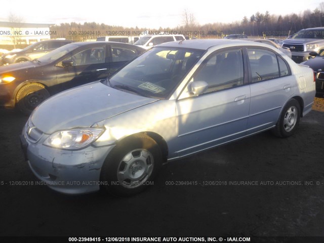 JHMES95605S010975 - 2005 HONDA CIVIC HYBRID BLUE photo 2