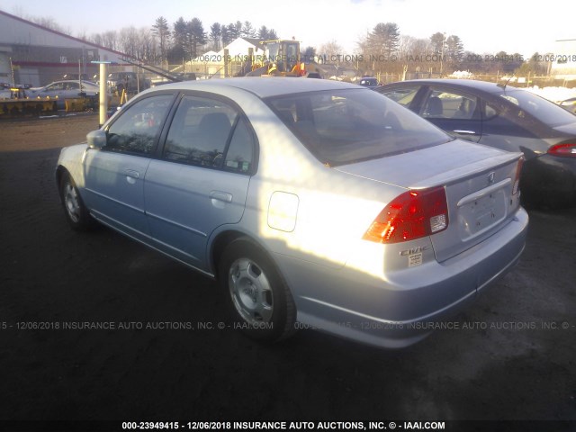 JHMES95605S010975 - 2005 HONDA CIVIC HYBRID BLUE photo 3