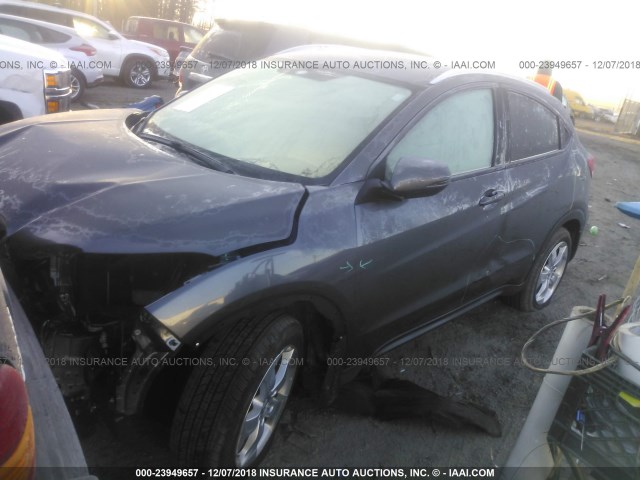 3CZRU6H72GM741252 - 2016 HONDA HR-V EXL GRAY photo 2