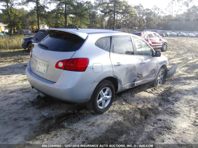 JN8AS5MT8AW009953 - 2010 NISSAN ROGUE S/SL/KROM SILVER photo 4