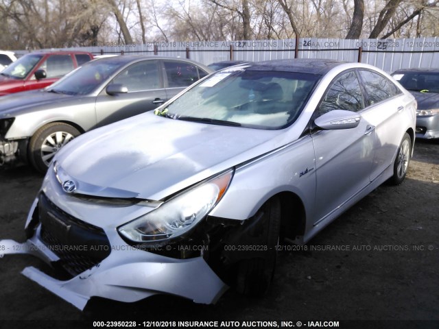 KMHEC4A46EA108920 - 2014 HYUNDAI SONATA HYBRID SILVER photo 2