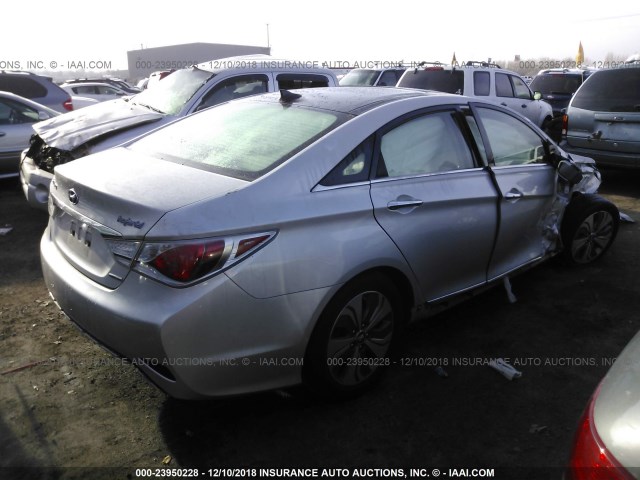 KMHEC4A46EA108920 - 2014 HYUNDAI SONATA HYBRID SILVER photo 4