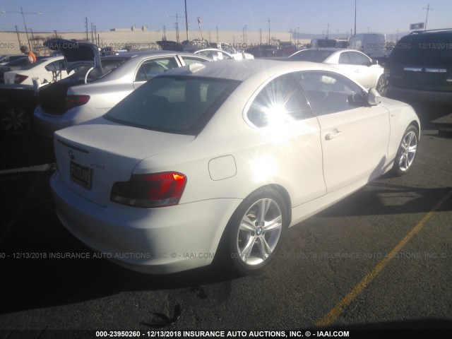 WBAUP9C55CVL91630 - 2012 BMW 128 I WHITE photo 4