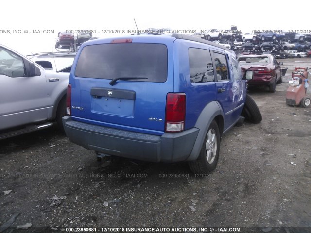 1D8GU28K77W583261 - 2007 DODGE NITRO BLUE photo 4