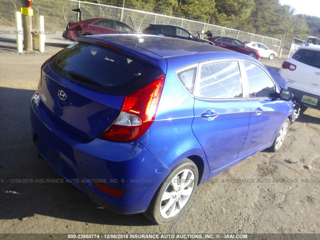 KMHCT5AE2DU102244 - 2013 HYUNDAI ACCENT GLS/GS BLUE photo 4