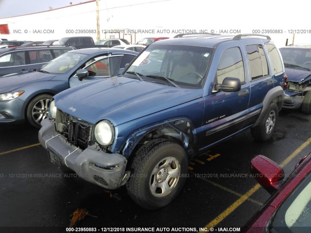 1J4GL48K83W734268 - 2003 JEEP LIBERTY SPORT/FREEDOM BLUE photo 2