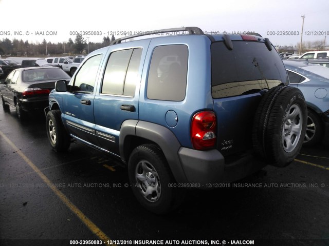 1J4GL48K83W734268 - 2003 JEEP LIBERTY SPORT/FREEDOM BLUE photo 3