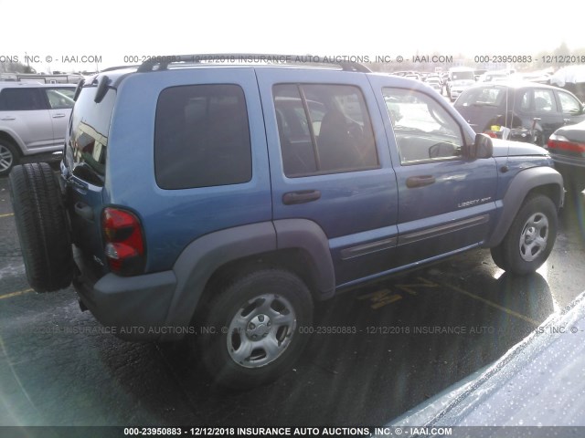 1J4GL48K83W734268 - 2003 JEEP LIBERTY SPORT/FREEDOM BLUE photo 4