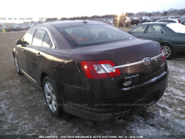 1FAHP2HW7CG139207 - 2012 FORD TAURUS SEL MAROON photo 3