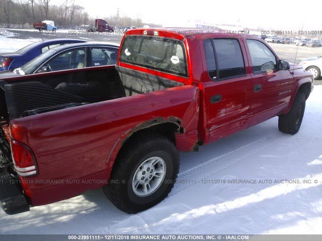 1B7HG2AX81S293495 - 2001 DODGE DAKOTA QUAD RED photo 4