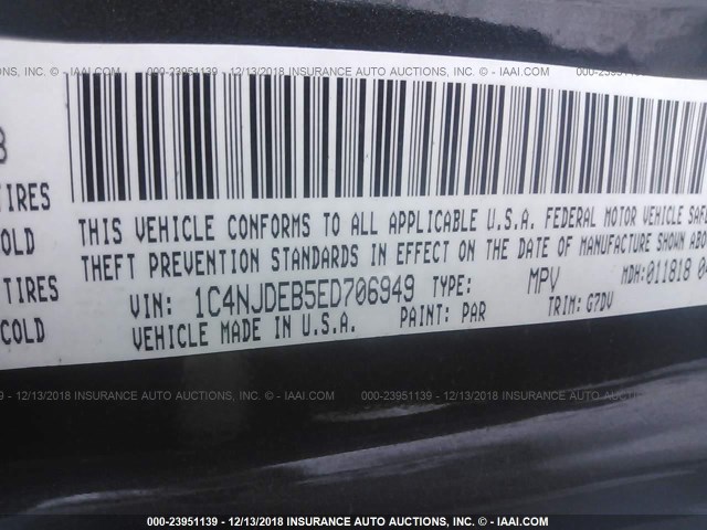 1C4NJDEB5ED706949 - 2014 JEEP COMPASS LATITUDE BLUE photo 9