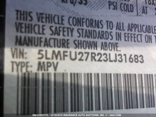 5LMFU27R23LJ31683 - 2003 LINCOLN NAVIGATOR 黑色 照片 9