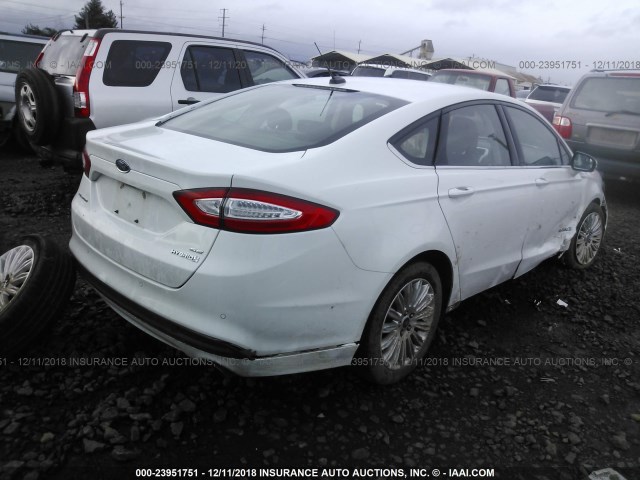 3FA6P0LU6ER272392 - 2014 FORD FUSION SE HYBRID WHITE photo 4