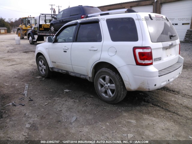 1FMCU04178KC07372 - 2008 FORD ESCAPE LIMITED WHITE photo 3