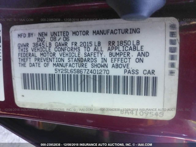 5Y2SL65867Z401270 - 2007 PONTIAC VIBE MAROON photo 9