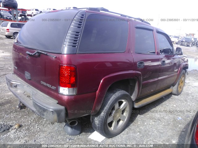 1GNEK13Z23R117585 - 2003 CHEVROLET TAHOE K1500 BURGUNDY photo 4