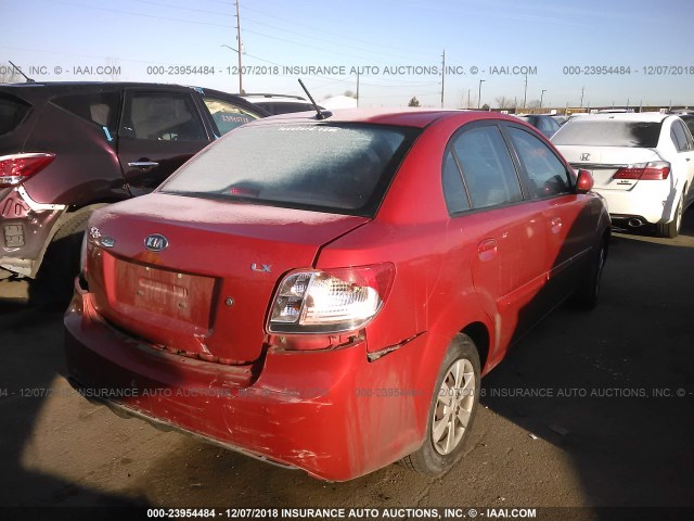 KNADH4A38B6730259 - 2011 KIA RIO LX/SX RED photo 4