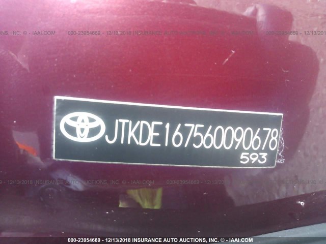 JTKDE167560090678 - 2006 TOYOTA SCION TC 栗色 照片 9