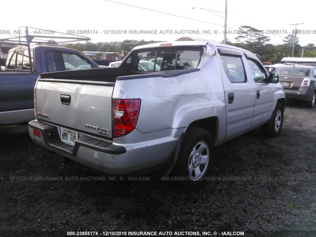 5FPYK1F2XBB010557 - 2011 HONDA RIDGELINE RT SILVER photo 4