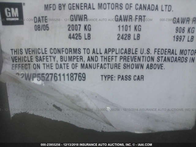 2G2WP552761118769 - 2006 PONTIAC GRAND PRIX ვერცხლისფერი ფოტო 9