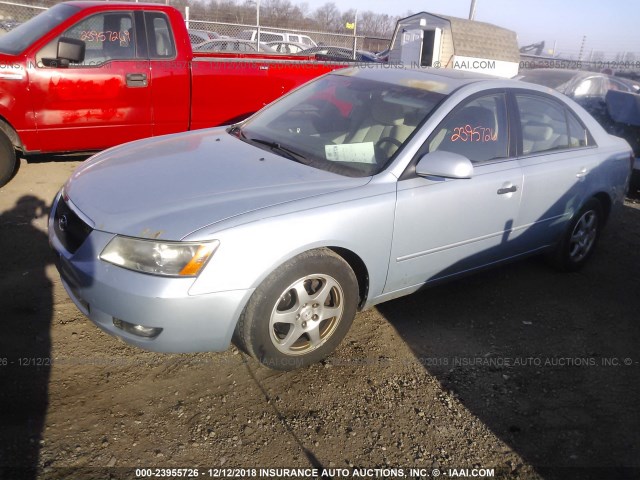 5NPEU46F56H143860 - 2006 HYUNDAI SONATA GLS/LX Light Blue photo 2