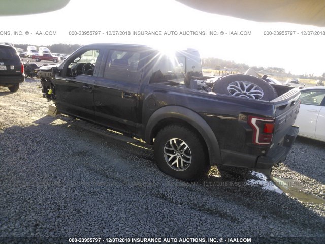 1FTFW1RG4JFA87382 - 2018 FORD F150 RAPTOR BLACK photo 3