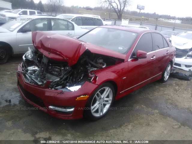 WDDGF4HB6CA614808 - 2012 MERCEDES-BENZ C 250 RED photo 2