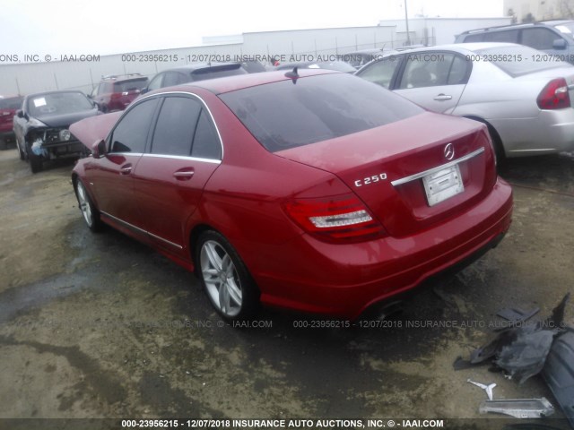 WDDGF4HB6CA614808 - 2012 MERCEDES-BENZ C 250 RED photo 3