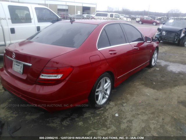 WDDGF4HB6CA614808 - 2012 MERCEDES-BENZ C 250 RED photo 4