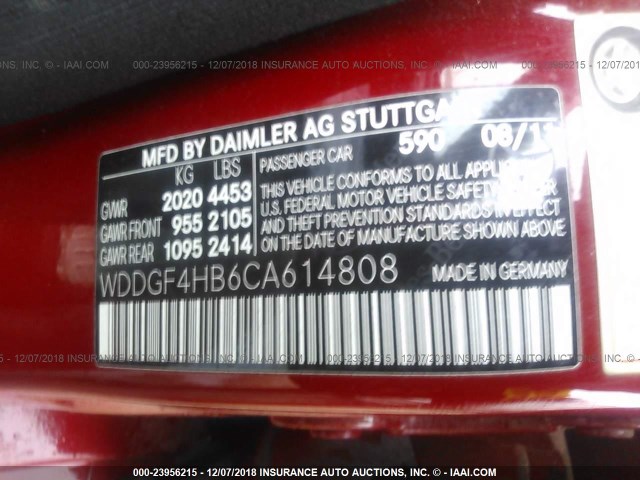 WDDGF4HB6CA614808 - 2012 MERCEDES-BENZ C 250 RED photo 9