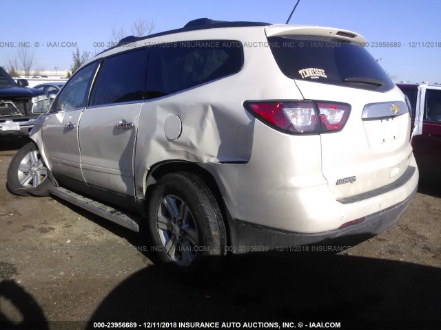 1GNKRJKD8DJ245091 - 2013 CHEVROLET TRAVERSE LT WHITE photo 3