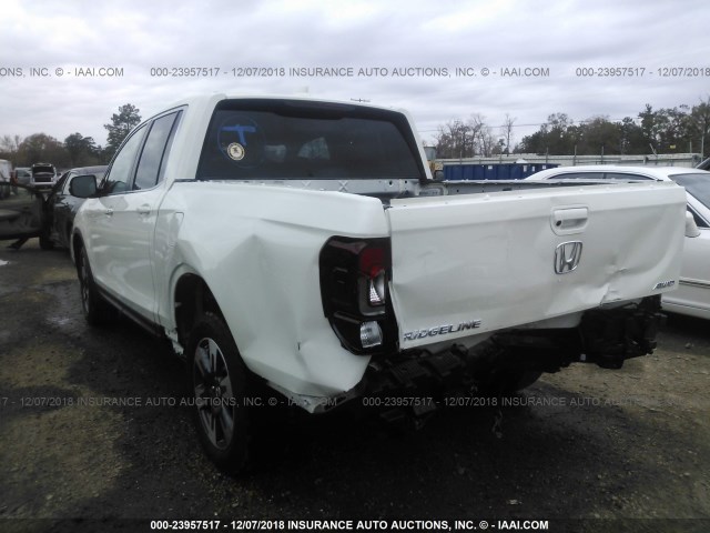 5FPYK3F5XHB021962 - 2017 HONDA RIDGELINE RTL WHITE photo 3