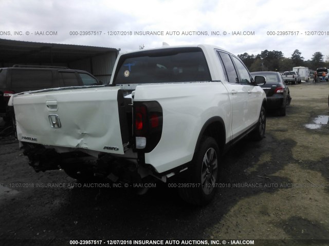 5FPYK3F5XHB021962 - 2017 HONDA RIDGELINE RTL WHITE photo 4