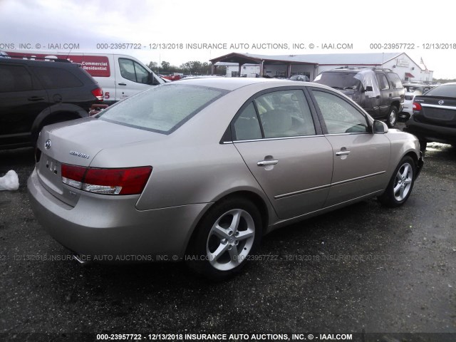 5NPEU46F87H217483 - 2007 HYUNDAI SONATA SE/LIMITED BEIGE photo 4