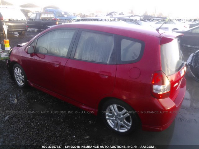 JHMGD37648S061848 - 2008 HONDA FIT SPORT RED photo 3