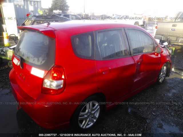 JHMGD37648S061848 - 2008 HONDA FIT SPORT RED photo 4