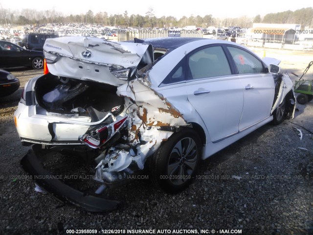 KMHEC4A41EA115998 - 2014 HYUNDAI SONATA HYBRID WHITE photo 4