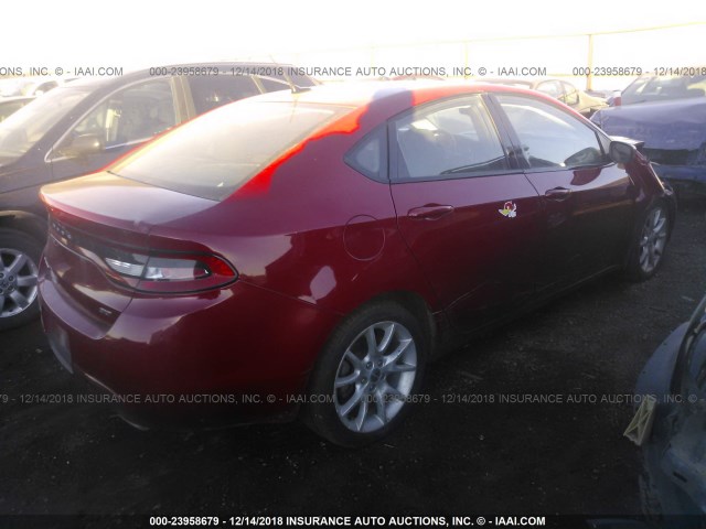 1C3CDFBA8DD345693 - 2013 DODGE DART SXT RED photo 4