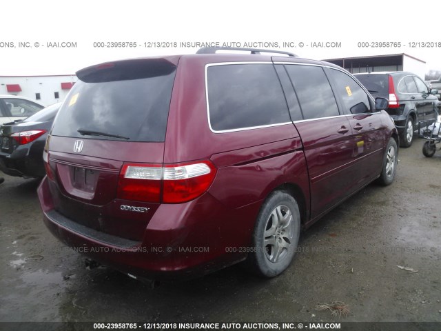 5FNRL38725B007235 - 2005 HONDA ODYSSEY EXL RED photo 4