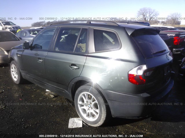 WBXPA734X5WC51962 - 2005 BMW X3 2.5I GREEN photo 3