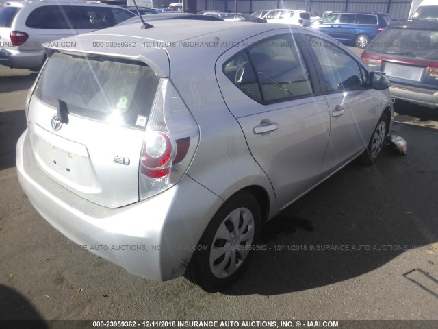 JTDKDTB33D1554865 - 2013 TOYOTA PRIUS C SILVER photo 4