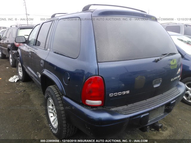 1B8HS58Z72F178173 - 2002 DODGE DURANGO SLT PLUS BLUE photo 3