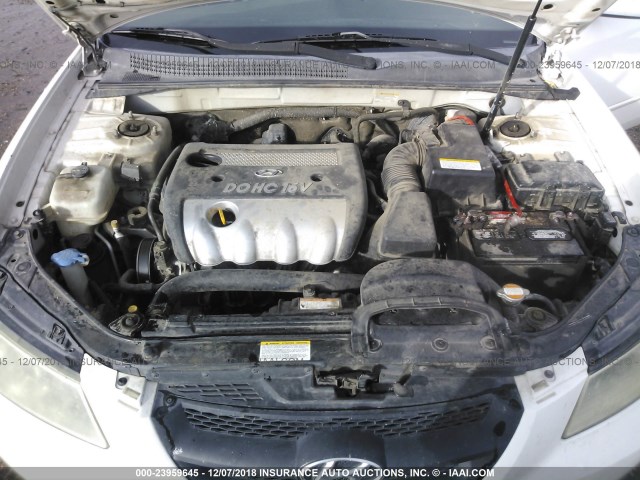 5NPEU46C46H170408 - 2006 HYUNDAI SONATA GLS/LX WHITE photo 10