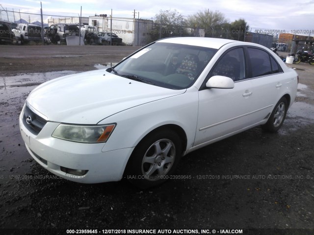 5NPEU46C46H170408 - 2006 HYUNDAI SONATA GLS/LX WHITE photo 2