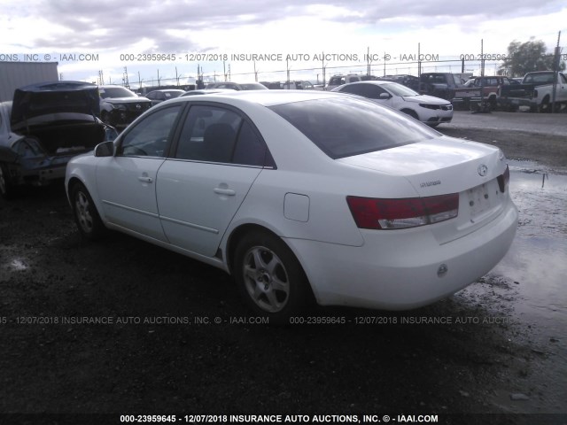 5NPEU46C46H170408 - 2006 HYUNDAI SONATA GLS/LX WHITE photo 3