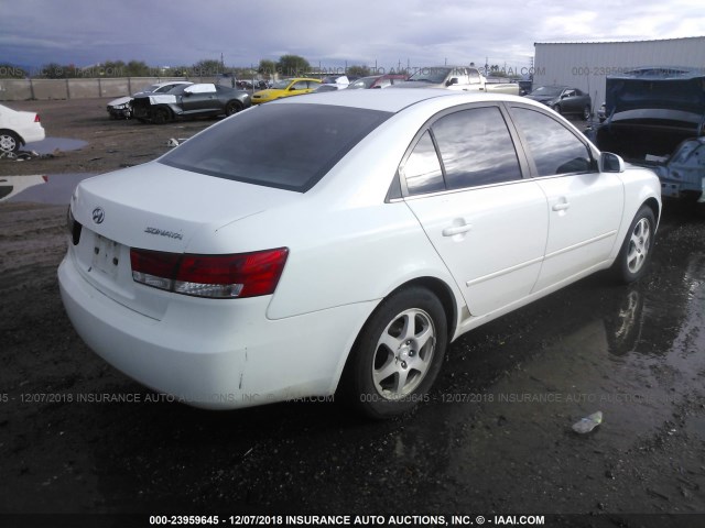 5NPEU46C46H170408 - 2006 HYUNDAI SONATA GLS/LX WHITE photo 4